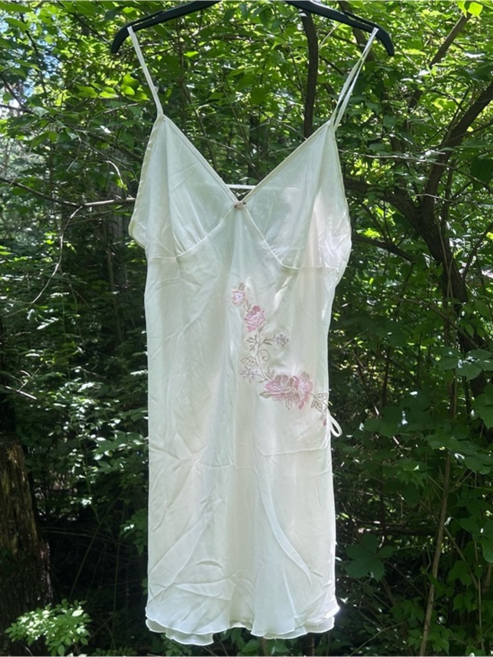 Vintage California Dynasty Off White Floral Embroidered Sheer Slip Dress